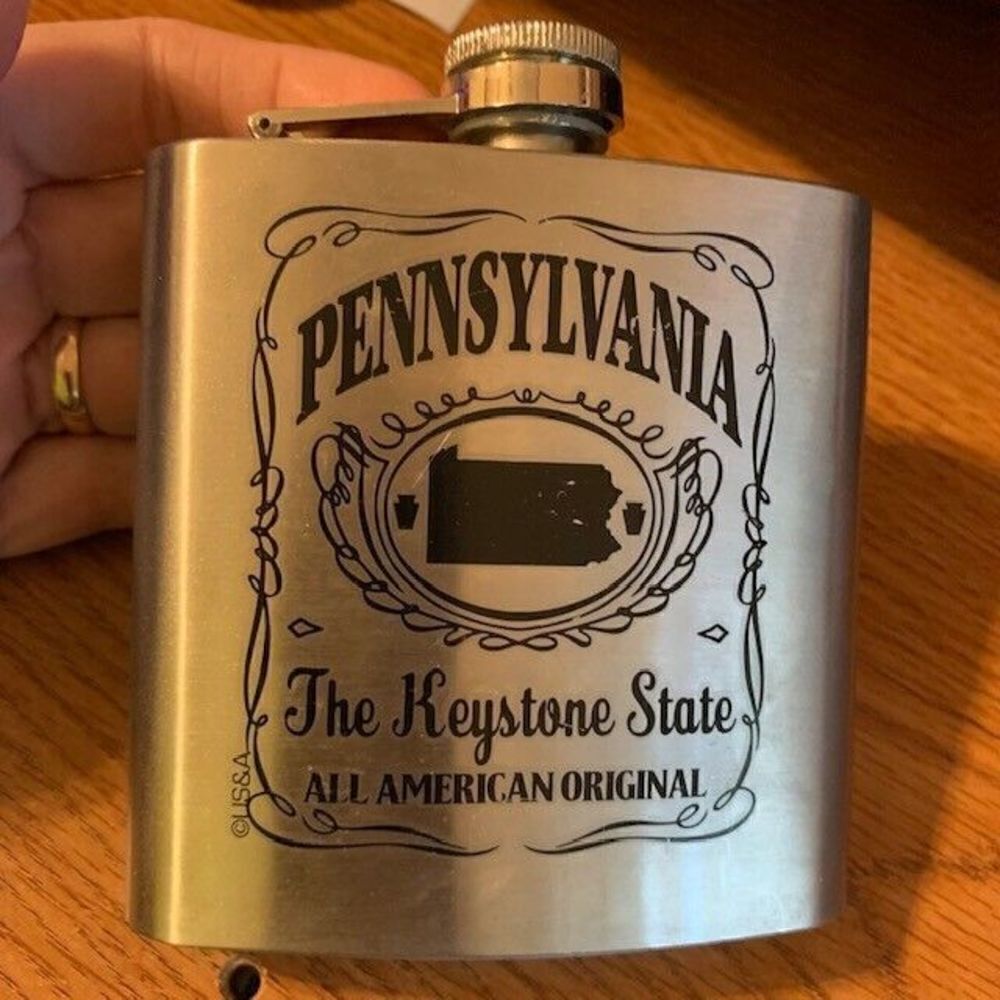 PENNSYLVANIA THE KEYSTONE STATE STAINLESS STEEL FLASK